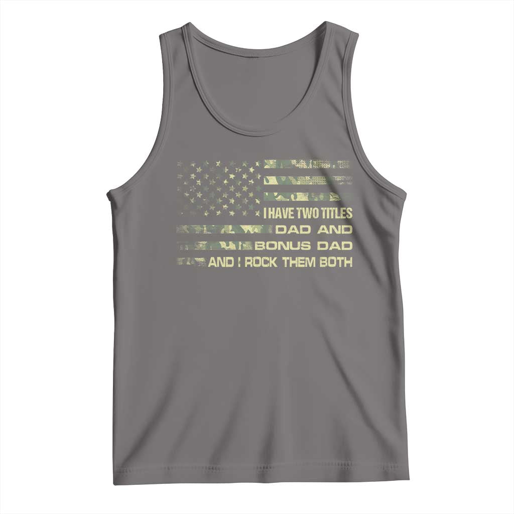 Funny Bonus Dad Tank Top Step Dad Camo American Flag Fathers Day TS10 Deep Heather Print Your Wear