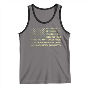 Funny Bonus Dad Tank Top Step Dad Camo American Flag Fathers Day TS10 Deep Heather Black Print Your Wear