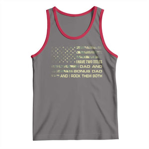 Funny Bonus Dad Tank Top Step Dad Camo American Flag Fathers Day TS10 Deep Heather Red Print Your Wear