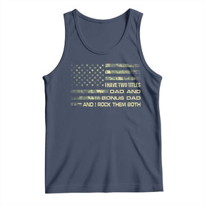 Funny Bonus Dad Tank Top Step Dad Camo American Flag Fathers Day TS10 Navy Print Your Wear
