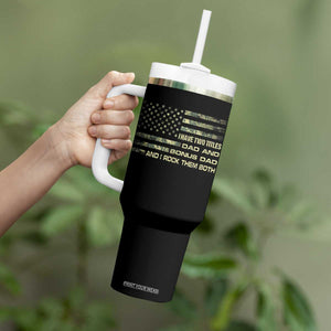 Funny Bonus Dad Tumbler With Handle Step Dad Camo American Flag Fathers Day TS10 Print Your Wear
