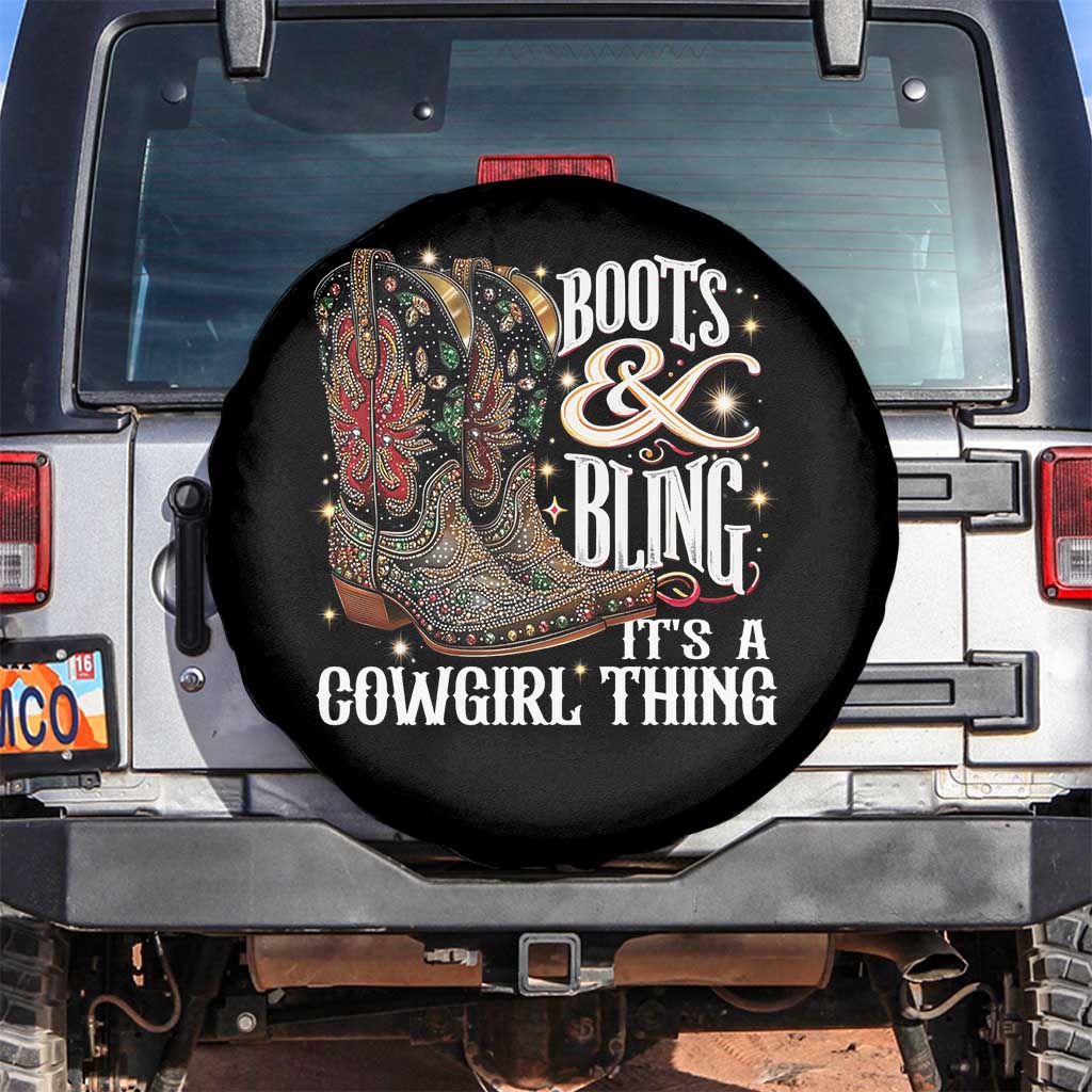 Funny Boots And Bling Its A Cowgirl Thing Spare Tire Cover Western Country Girl Boots TS11 No hole Black Print Your Wear