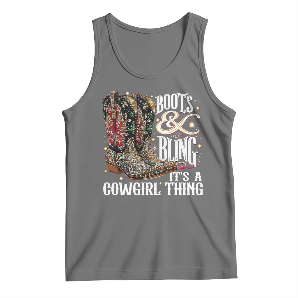Funny Boots And Bling Its A Cowgirl Thing Tank Top Western Country Girl Boots TS11 Black Heather Print Your Wear