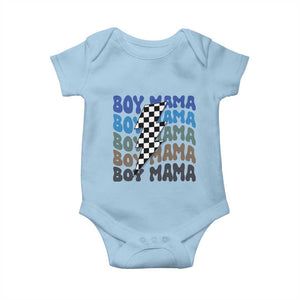 Funny Boy Mama Baby Onesie Mother's Day Checkered Lightning Bolt TS11 Light Blue Print Your Wear