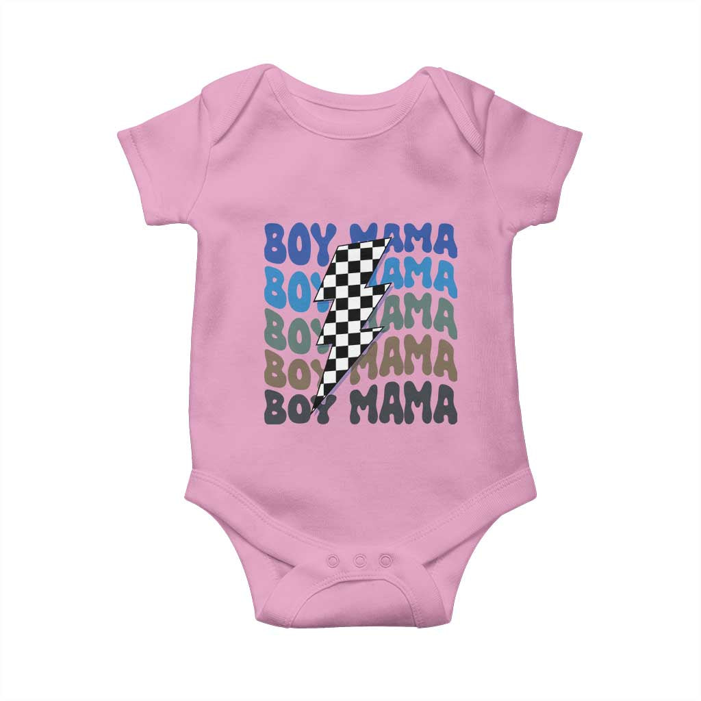 Funny Boy Mama Baby Onesie Mother's Day Checkered Lightning Bolt TS11 Light Pink Print Your Wear