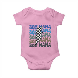 Funny Boy Mama Baby Onesie Mother's Day Checkered Lightning Bolt TS11 Light Pink Print Your Wear