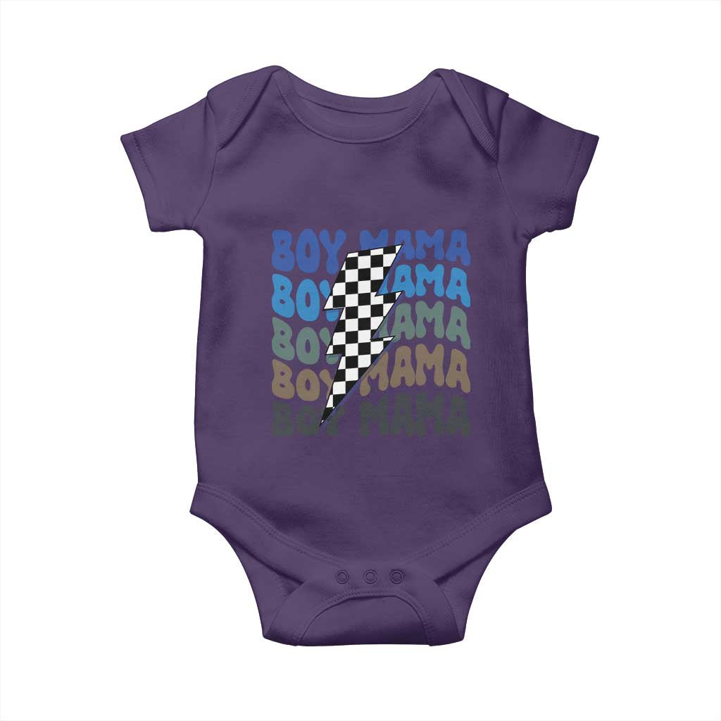Funny Boy Mama Baby Onesie Mother's Day Checkered Lightning Bolt TS11 Purple Print Your Wear