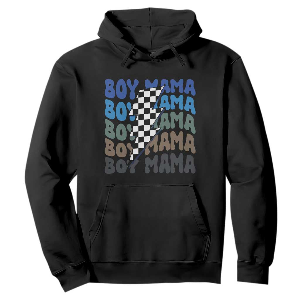 Funny Boy Mama Hoodie Mother's Day Checkered Lightning Bolt TS11 Black Print Your Wear