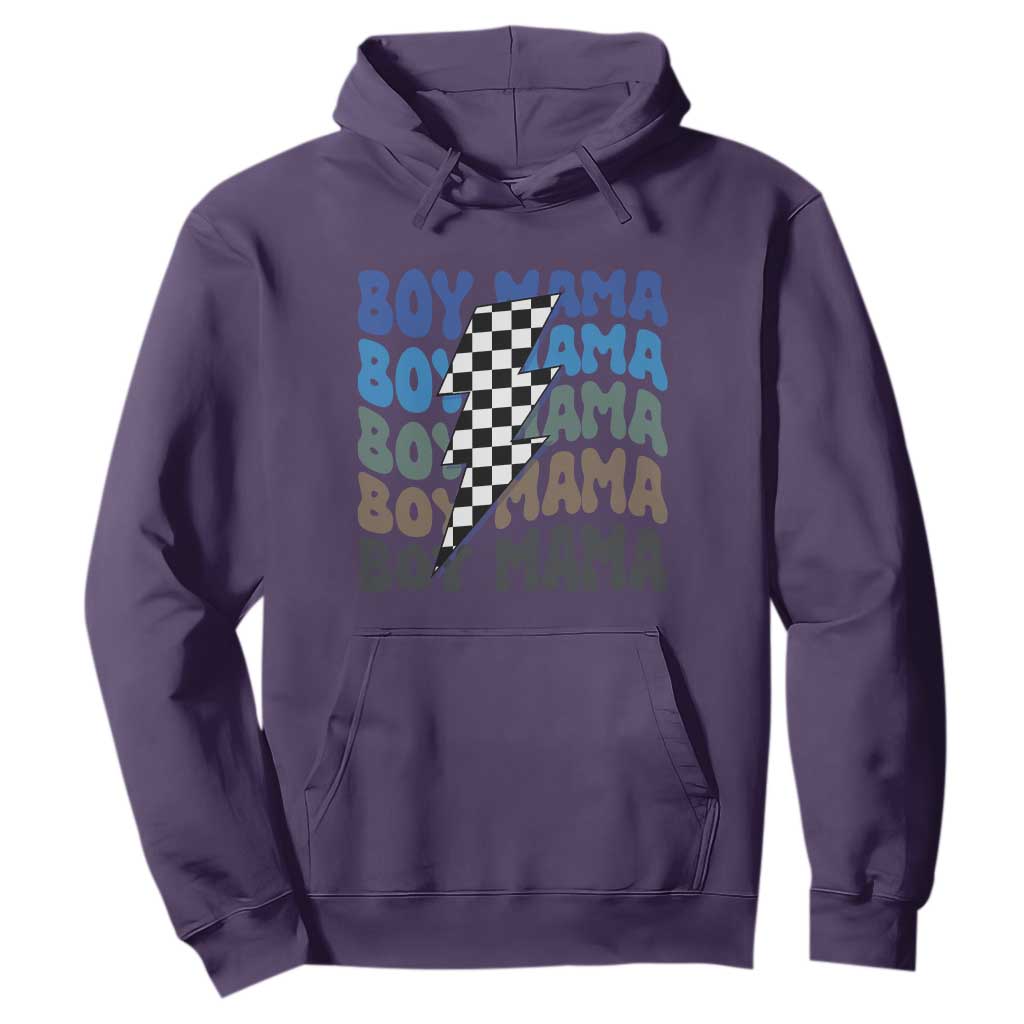 Funny Boy Mama Hoodie Mother's Day Checkered Lightning Bolt TS11 Purple Print Your Wear