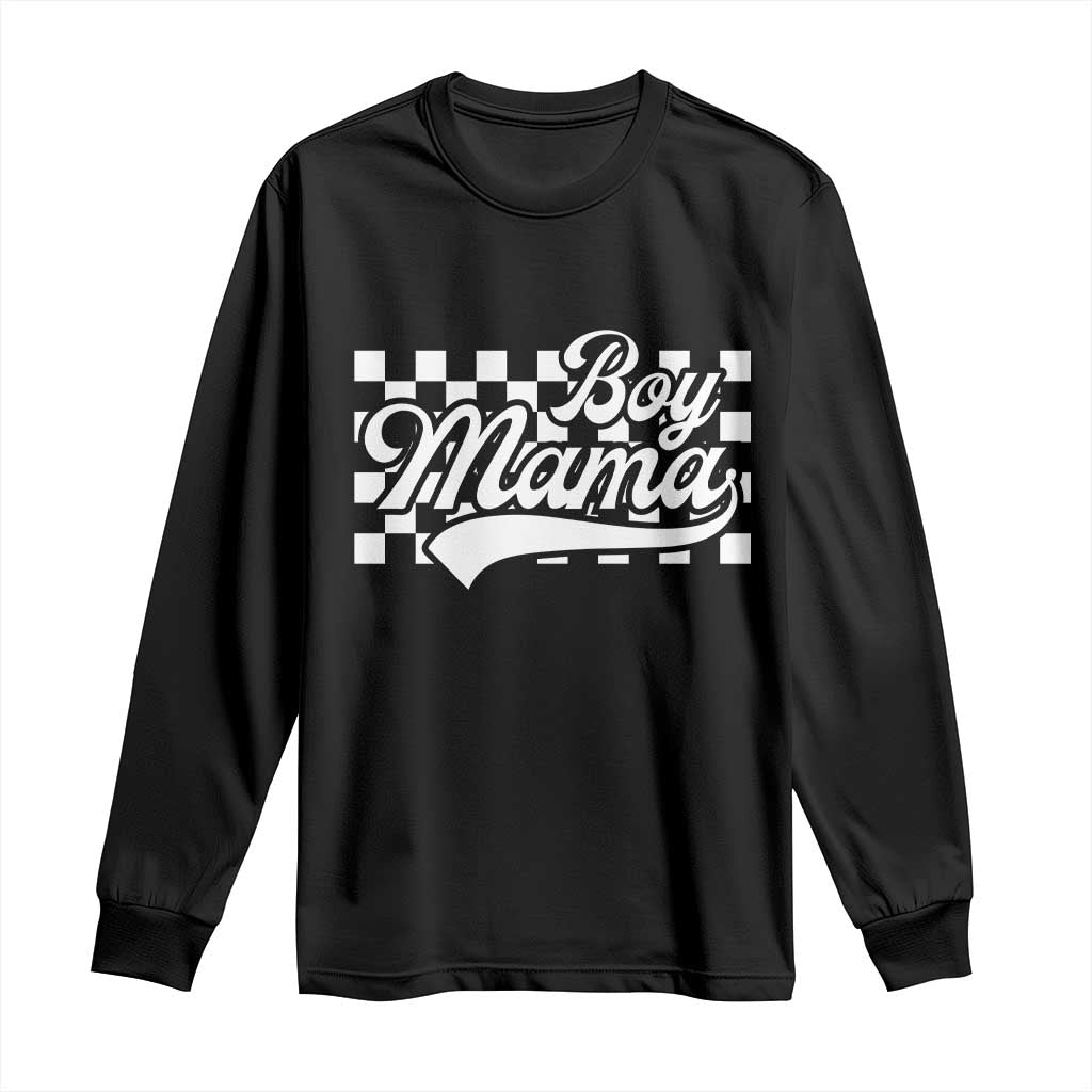Funny Boy Mama Long Sleeve Shirt Mama Of Boy Checkerboard Mother's Day TS11 Black Print Your Wear