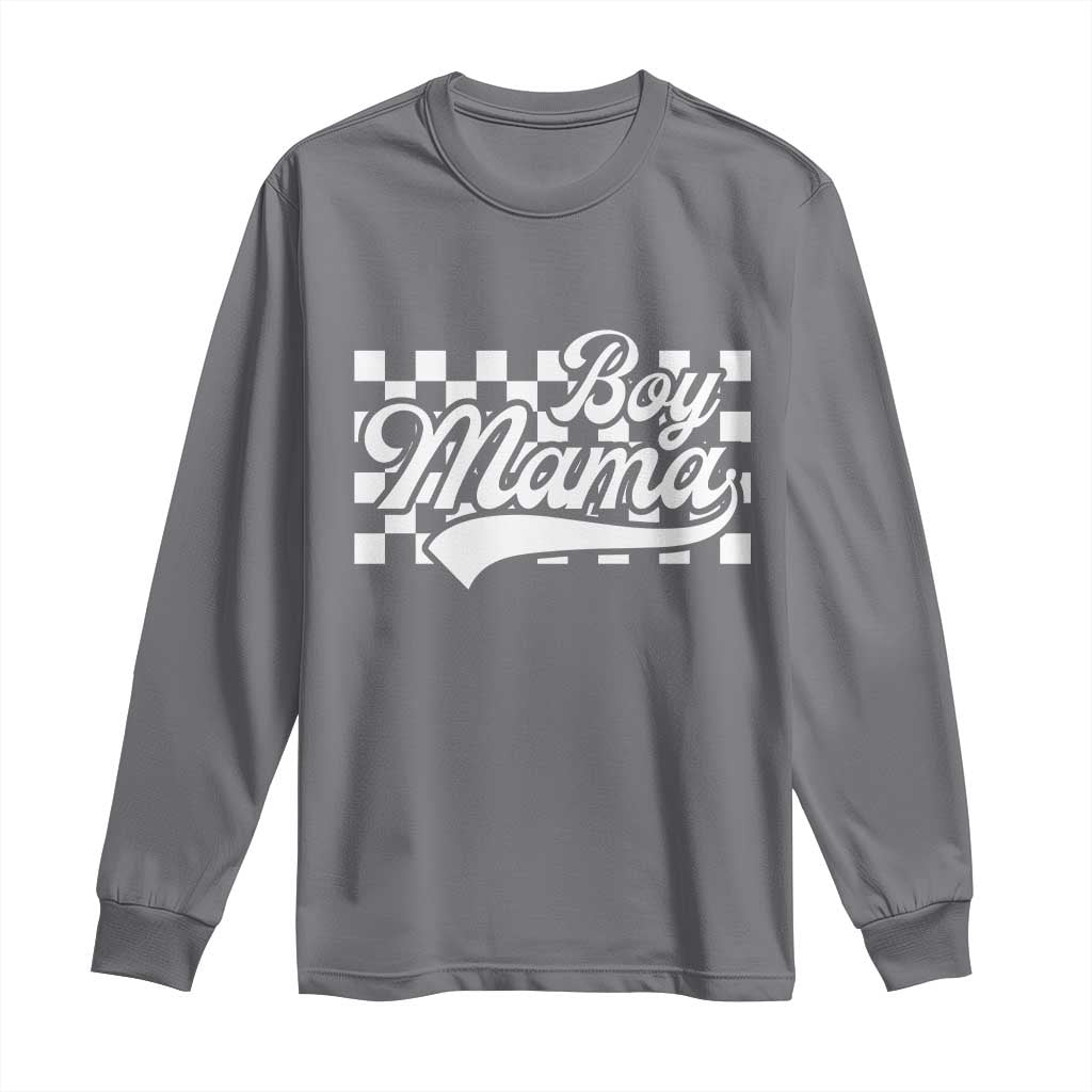 Funny Boy Mama Long Sleeve Shirt Mama Of Boy Checkerboard Mother's Day TS11 Charcoal Print Your Wear