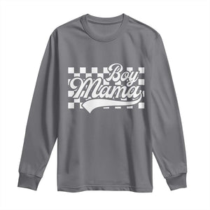 Funny Boy Mama Long Sleeve Shirt Mama Of Boy Checkerboard Mother's Day TS11 Charcoal Print Your Wear