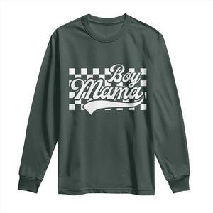 Funny Boy Mama Long Sleeve Shirt Mama Of Boy Checkerboard Mother's Day TS11 Dark Forest Green Print Your Wear