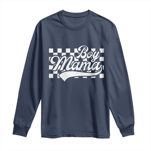 Funny Boy Mama Long Sleeve Shirt Mama Of Boy Checkerboard Mother's Day TS11 Navy Print Your Wear