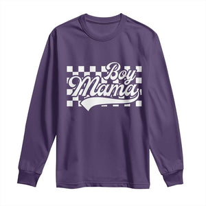 Funny Boy Mama Long Sleeve Shirt Mama Of Boy Checkerboard Mother's Day TS11 Purple Print Your Wear