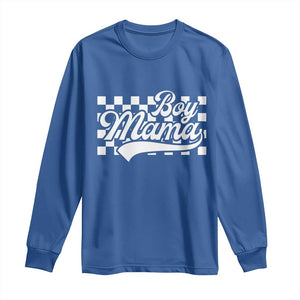 Funny Boy Mama Long Sleeve Shirt Mama Of Boy Checkerboard Mother's Day TS11 Royal Blue Print Your Wear