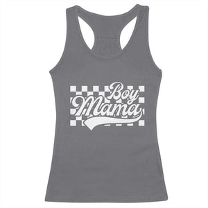 Funny Boy Mama Racerback Tank Top Mama Of Boy Checkerboard Mother's Day TS11 Charcoal Print Your Wear