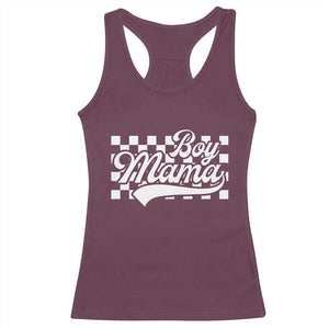 Funny Boy Mama Racerback Tank Top Mama Of Boy Checkerboard Mother's Day TS11 Maroon Print Your Wear