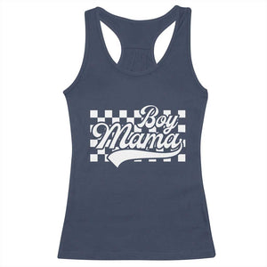 Funny Boy Mama Racerback Tank Top Mama Of Boy Checkerboard Mother's Day TS11 Navy Print Your Wear
