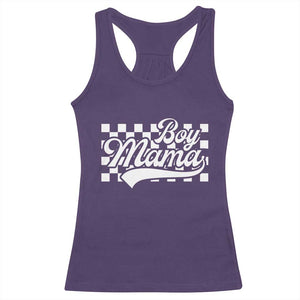 Funny Boy Mama Racerback Tank Top Mama Of Boy Checkerboard Mother's Day TS11 Purple Print Your Wear