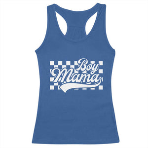 Funny Boy Mama Racerback Tank Top Mama Of Boy Checkerboard Mother's Day TS11 Royal Blue Print Your Wear