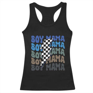 Funny Boy Mama Racerback Tank Top Mother's Day Checkered Lightning Bolt TS11 Black Print Your Wear