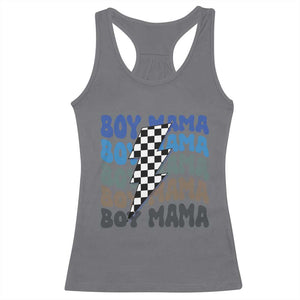 Funny Boy Mama Racerback Tank Top Mother's Day Checkered Lightning Bolt TS11 Charcoal Print Your Wear