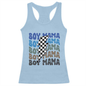 Funny Boy Mama Racerback Tank Top Mother's Day Checkered Lightning Bolt TS11 Light Blue Print Your Wear