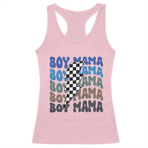Funny Boy Mama Racerback Tank Top Mother's Day Checkered Lightning Bolt TS11 Light Pink Print Your Wear