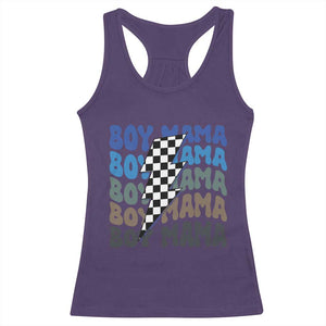 Funny Boy Mama Racerback Tank Top Mother's Day Checkered Lightning Bolt TS11 Purple Print Your Wear