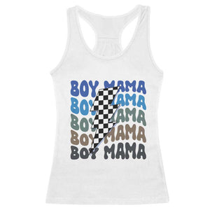 Funny Boy Mama Racerback Tank Top Mother's Day Checkered Lightning Bolt TS11 White Print Your Wear