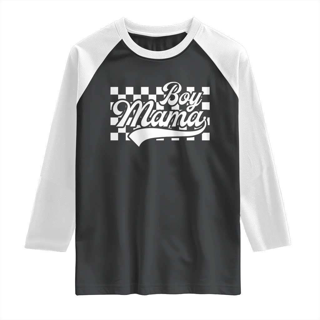 Funny Boy Mama Raglan Shirt Mama Of Boy Checkerboard Mother's Day TS11 Black White Print Your Wear