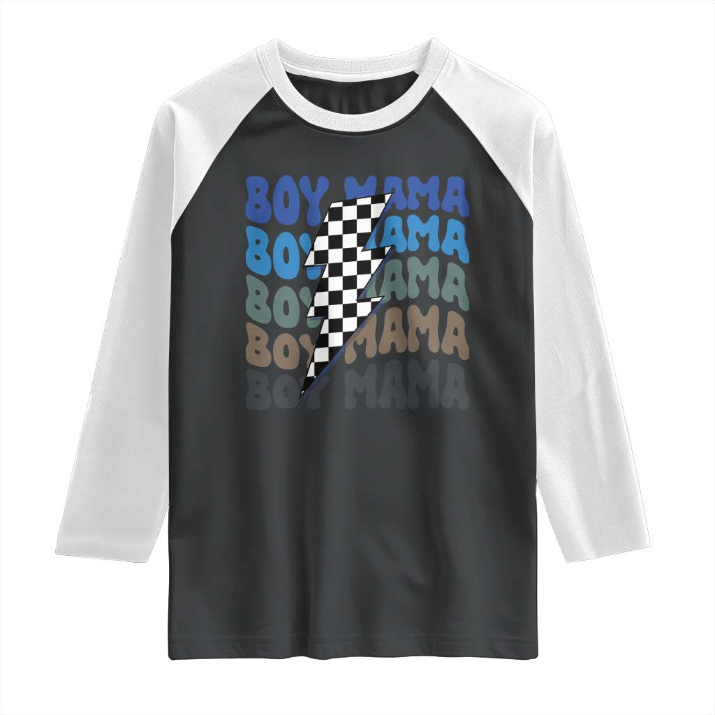 Funny Boy Mama Raglan Shirt Mother's Day Checkered Lightning Bolt TS11 Black White Print Your Wear