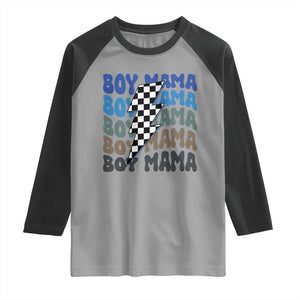 Funny Boy Mama Raglan Shirt Mother's Day Checkered Lightning Bolt TS11 Sport Gray Black Print Your Wear