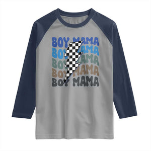 Funny Boy Mama Raglan Shirt Mother's Day Checkered Lightning Bolt TS11 Sport Gray Navy Print Your Wear