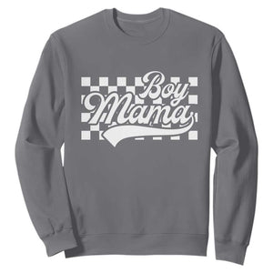 Funny Boy Mama Sweatshirt Mama Of Boy Checkerboard Mother's Day TS11 Charcoal Print Your Wear