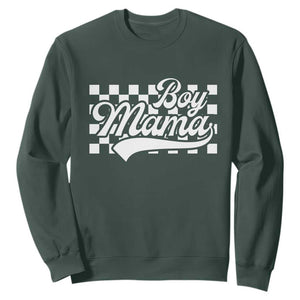 Funny Boy Mama Sweatshirt Mama Of Boy Checkerboard Mother's Day TS11 Dark Forest Green Print Your Wear