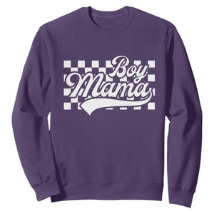 Funny Boy Mama Sweatshirt Mama Of Boy Checkerboard Mother's Day TS11 Purple Print Your Wear