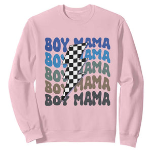 Funny Boy Mama Sweatshirt Mother's Day Checkered Lightning Bolt TS11 Light Pink Print Your Wear