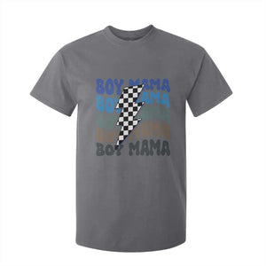 Funny Boy Mama T Shirt For Kid Mother's Day Checkered Lightning Bolt TS11 Charcoal Print Your Wear