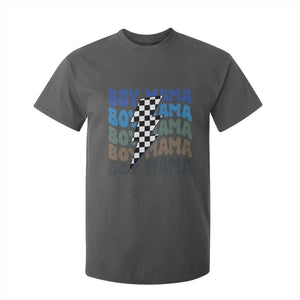 Funny Boy Mama T Shirt For Kid Mother's Day Checkered Lightning Bolt TS11 Dark Heather Print Your Wear