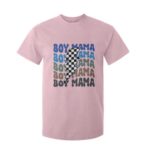 Funny Boy Mama T Shirt For Kid Mother's Day Checkered Lightning Bolt TS11 Light Pink Print Your Wear