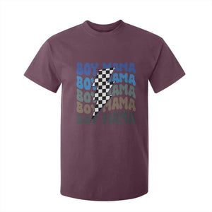 Funny Boy Mama T Shirt For Kid Mother's Day Checkered Lightning Bolt TS11 Maroon Print Your Wear