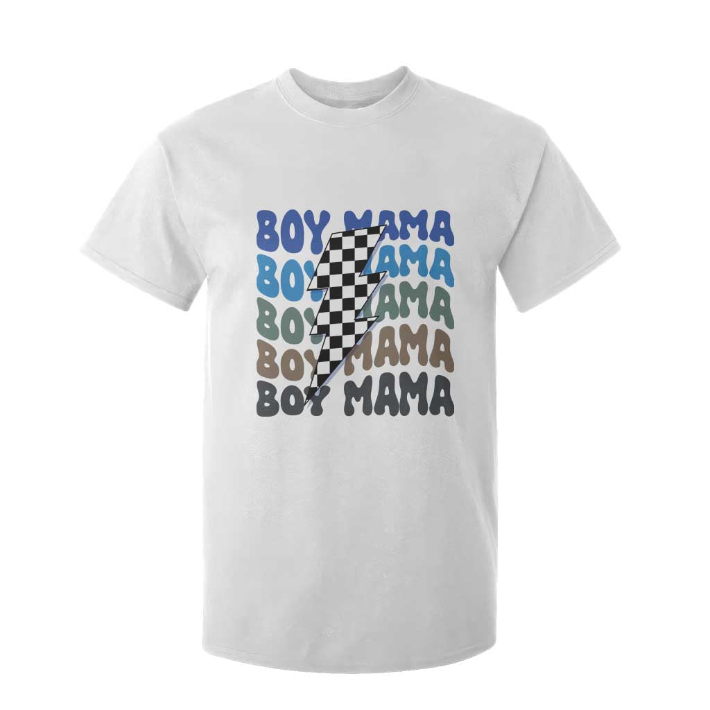 Funny Boy Mama T Shirt For Kid Mother's Day Checkered Lightning Bolt TS11 White Print Your Wear