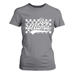 Funny Boy Mama T Shirt For Women Mama Of Boy Checkerboard Mother's Day TS11 Charcoal Print Your Wear