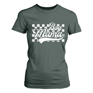 Funny Boy Mama T Shirt For Women Mama Of Boy Checkerboard Mother's Day TS11 Dark Forest Green Print Your Wear