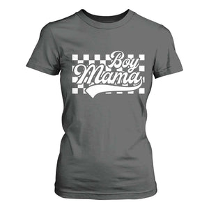 Funny Boy Mama T Shirt For Women Mama Of Boy Checkerboard Mother's Day TS11 Dark Heather Print Your Wear