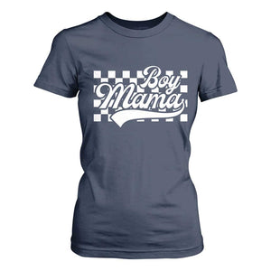 Funny Boy Mama T Shirt For Women Mama Of Boy Checkerboard Mother's Day TS11 Navy Print Your Wear