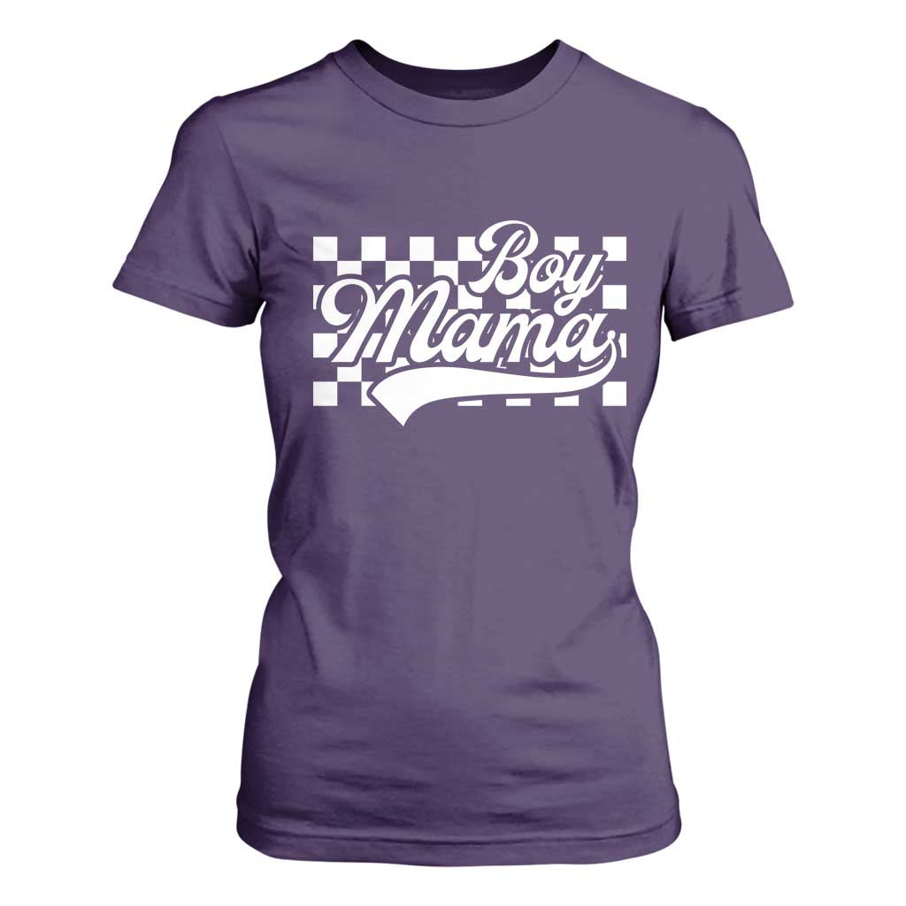Funny Boy Mama T Shirt For Women Mama Of Boy Checkerboard Mother's Day TS11 Purple Print Your Wear