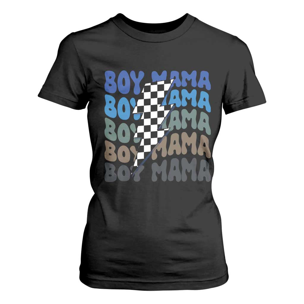Funny Boy Mama T Shirt For Women Mother's Day Checkered Lightning Bolt TS11 Black Print Your Wear